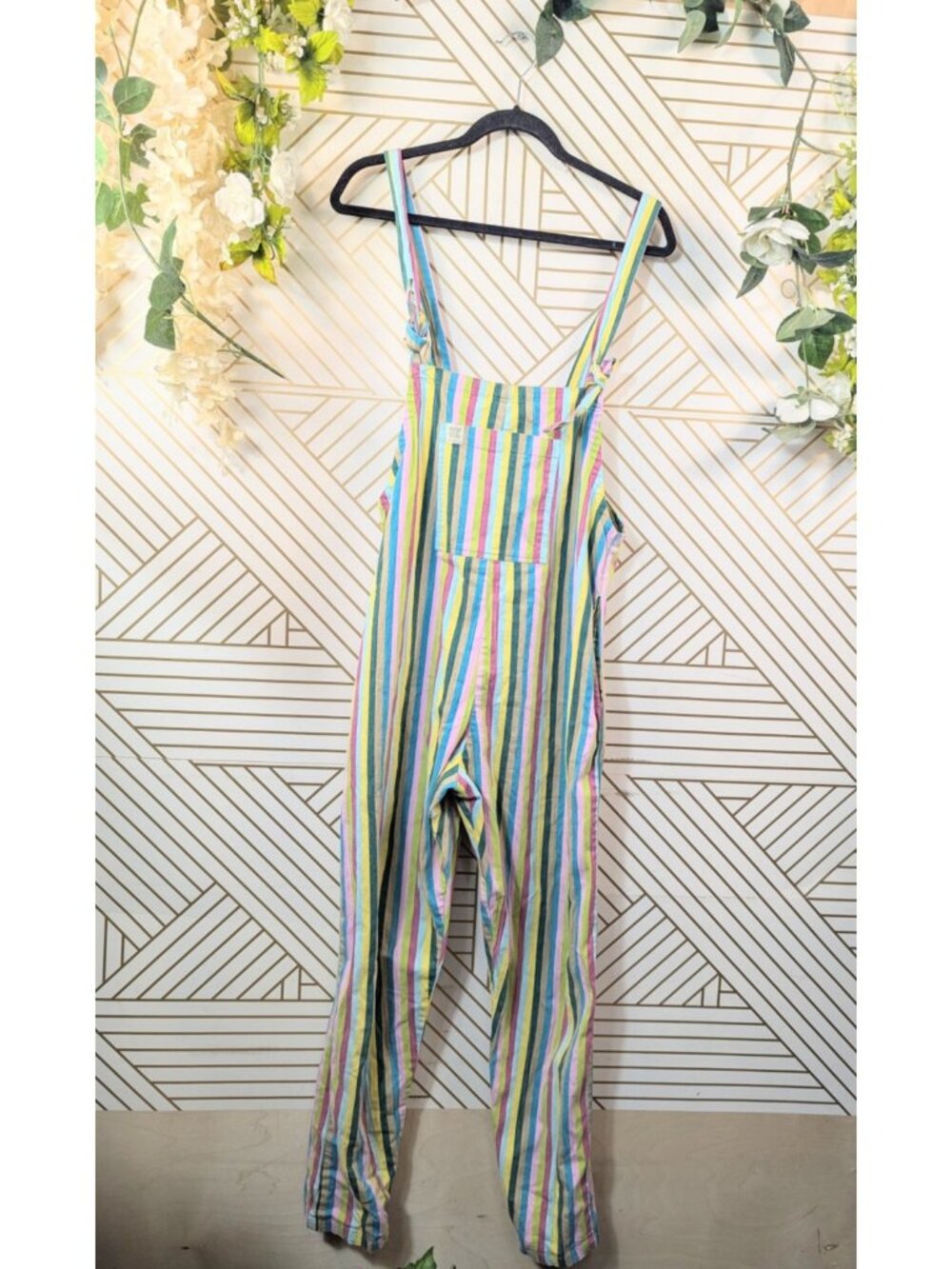Lucy & Yak Women's Overalls Dungarees Rainbow Organic Striped Colorful Size M